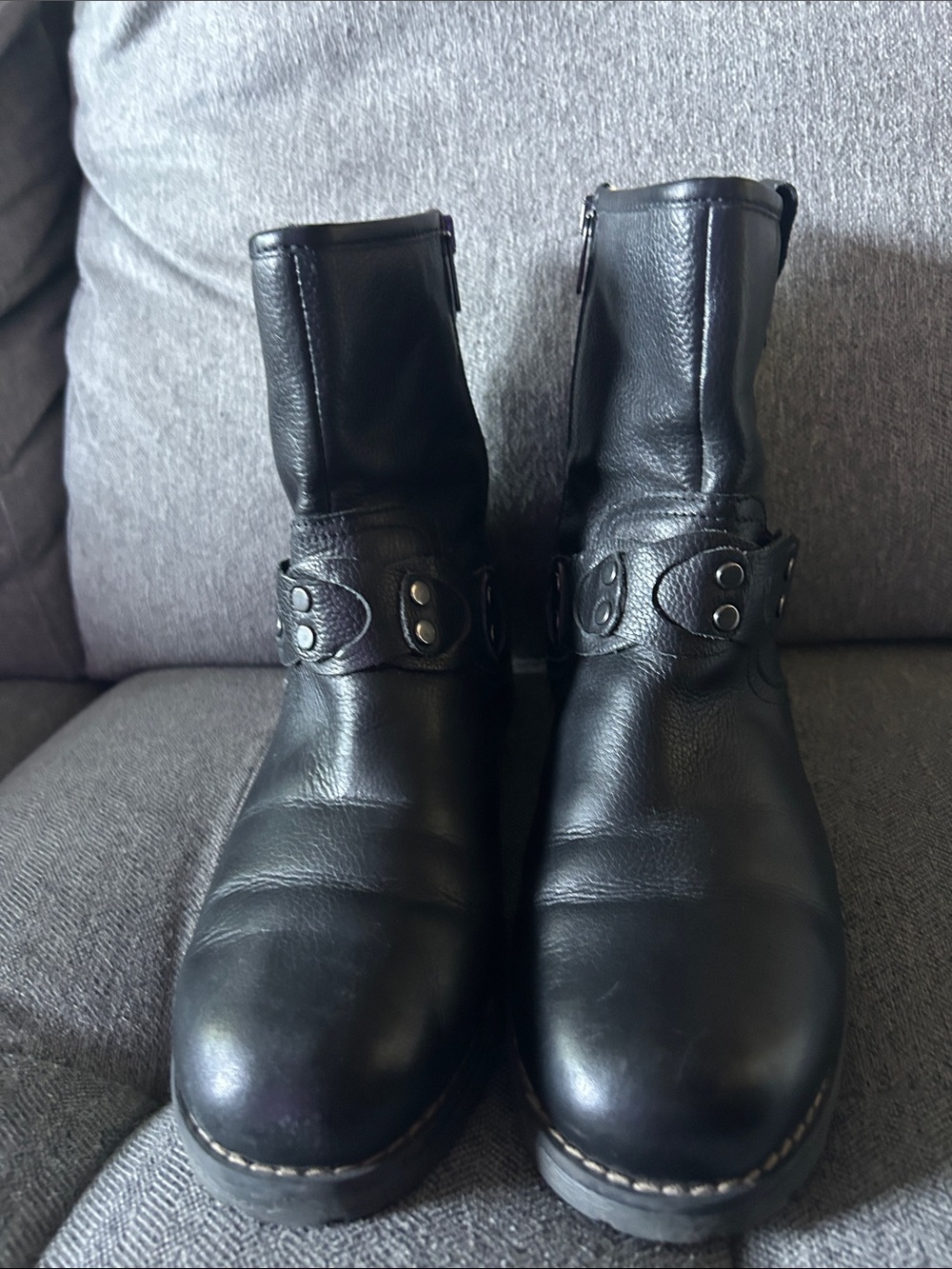 PIKOLINOS Black Leather Harness Ankle Boots